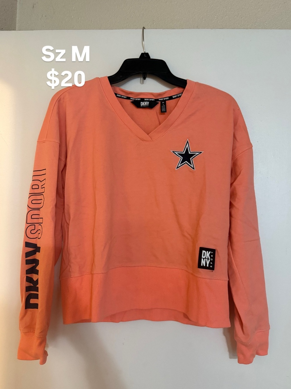 DKNY Sport Dallas Cowboys V-Neck Sweatshirt | Peach